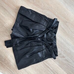 Blank NYC High Waist Black Leather Shorts